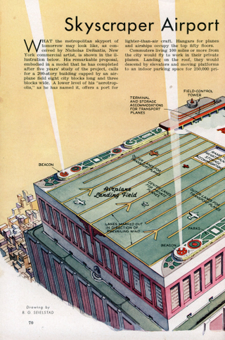 Illustration for article titled 12 Radical, Unbuilt Airports From 100 Years of Air Travel